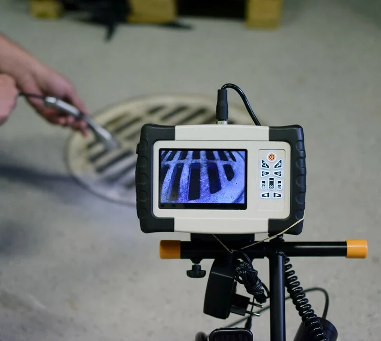 Man start using sewer inspection camera.